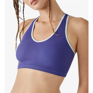 Free People Movement Cropped Ribbed Tank Size XS Blue w/light blue trim